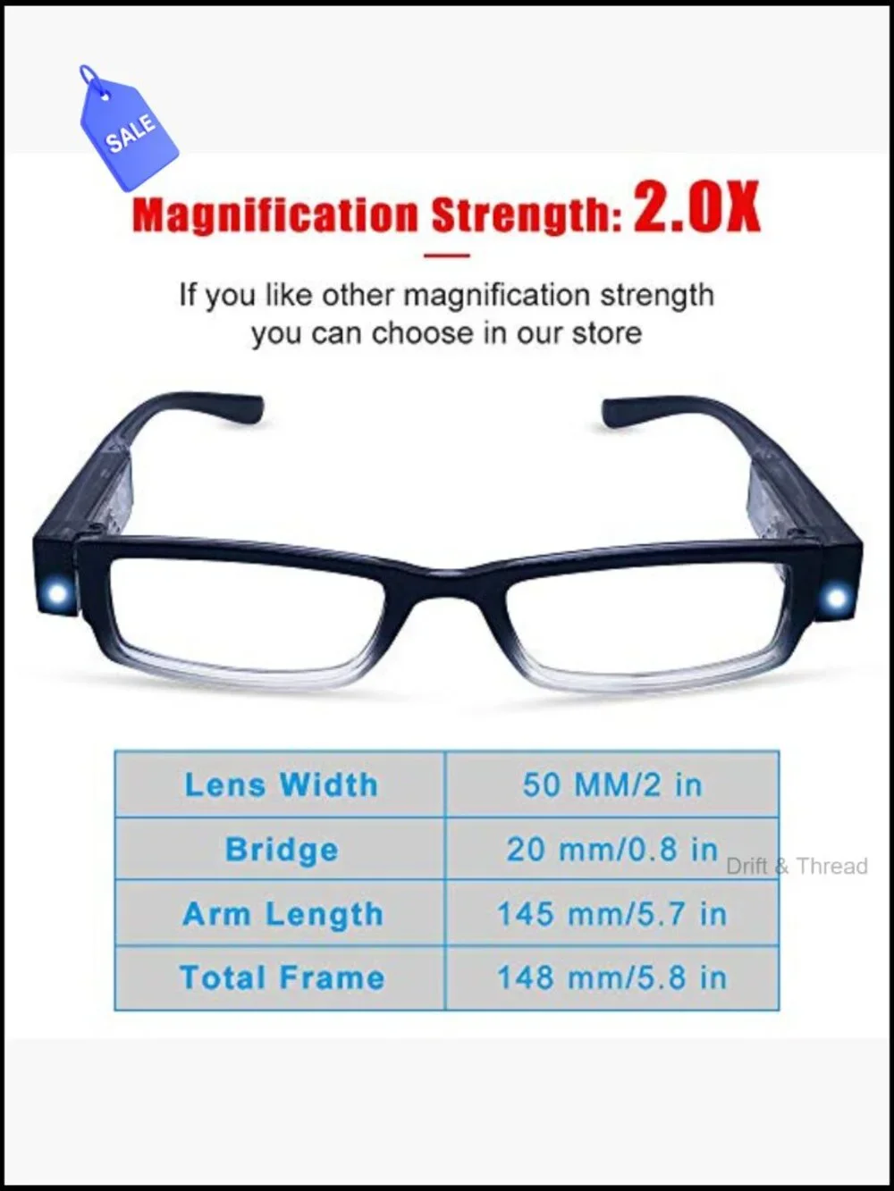 3 Pack Reading Glasses with Lights Magnifier LED Readers +3.5
